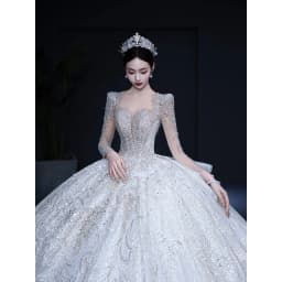 Long Sleeve Wedding Dresses Classic Sweetheart Wedding Party Dress Shinny Wedding Ball Gown Plus Size Customized