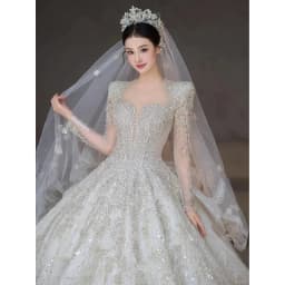 Long Sleeve Wedding Dresses Classic Sweetheart Wedding Party Dress Shinny Wedding Ball Gown Plus Size Customized