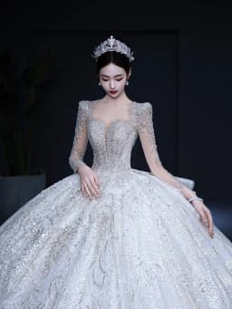 Long Sleeve Wedding Dresses Classic Sweetheart Wedding Party Dress Shinny Wedding Ball Gown Plus Size Customized