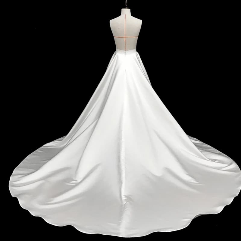 Satin Detachable Skirt Wedding Removable Train For Dresses Bow Bridal Overskirt