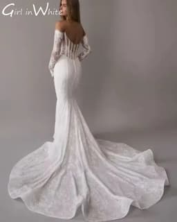 Luxury Lace Mermaid Detachable Long Train Wedding Dresses 2025 Sweetheart Backless Long Sleeves Bride Gowns Customized For Women
