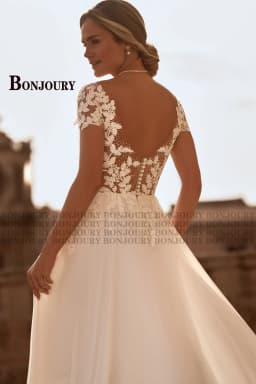 BONJOURY Graceful Wedding Dresses for Women with O-neck A-line Appliques Cap Sleeves Vestidos De Novia Brautmode Customized