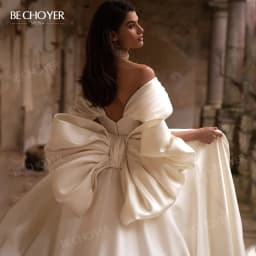 Wedding Dress 2 In 1 Bow Sleeveless Bride Gown 2027 Sweetheart Satin A-Line Customized Princess BECHOYER EL201 Vestido De Noiva