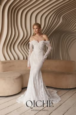 QICHE Luxury Lace Mermaid Women Wedding Dresses with Pearls 2026 Sweetheart Long Sleeves Bridal Gown Customized Brides Dresses