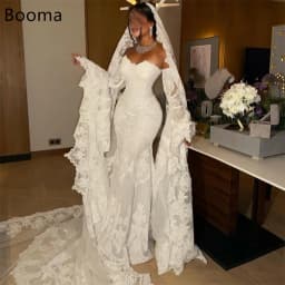 Booma Mermaid Off The Shoulder Lace Elegant Wedding Dresses Lace Appliques Brides Gown Custom Made 2025