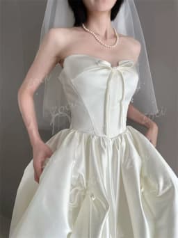 Zoci Customized Sweetheart Korea Wedding Dresses Photos Shoot Satin Ribbons Women Party Evening Dress Corset A Line Wedding Gown