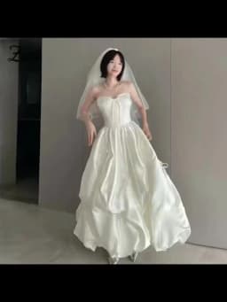 Zoci Customized Sweetheart Korea Wedding Dresses Photos Shoot Satin Ribbons Women Party Evening Dress Corset A Line Wedding Gown