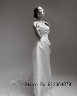 New Two Straps Pleat Satin Sheath/Mermaid Wedding Dresses With Detachable Custom Made 2026 Vestido De Noival