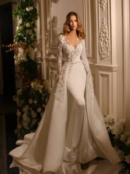 Customized Sexy Mermaid Wedding Dresses Lace Appliques Full Sleeves Sweetheart Detachable Train Bridal Gowns Vestidos De Novia