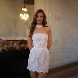 Unique Spaghetti Straps 3D Flower Lace Applique Wedding Dress Short/Sheath Custom Made Bridal Gown Vestido De Noival