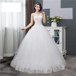 2026 Sexy V-neck Lace Wedding Dress Sleeveless Floral Print Ball Gown Wedding Dress Fashion Simple Estidos  Noivas Customized