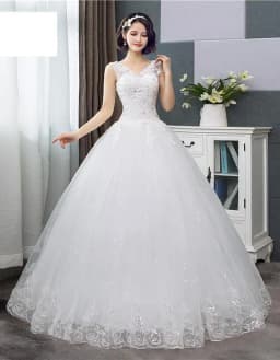 2026 Sexy V-neck Lace Wedding Dress Sleeveless Floral Print Ball Gown Wedding Dress Fashion Simple Estidos  Noivas Customized