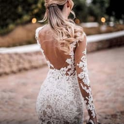 Boho Sexy Customized Mermaid Wedding Dress Lace Bride Gowns Appliques Long Sleeves Button Luxury Dresses Vestidos De Novia