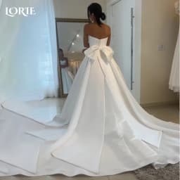 LORIE Elegant Satin Wedding Dresses Strapless A-Line Beach Bridal Gown Sweetheart V Corset Simple Customized Bow Bride Dress2026