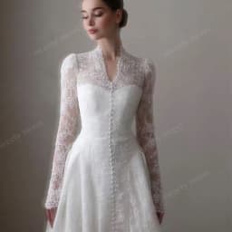 Graceful Wedding Dress Organza With Embroidery A-Line Ball Gown High-V-Neck Full Sleeve Customized Bride Dress Vestido De Novia