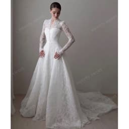 Graceful Wedding Dress Organza With Embroidery A-Line Ball Gown High-V-Neck Full Sleeve Customized Bride Dress Vestido De Novia