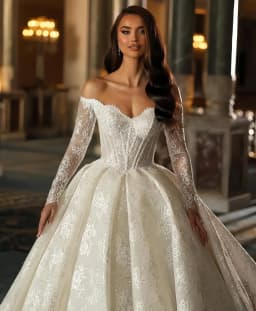 Customzied sweetheart Neck long sleeved Ball Gown Lace elegant wedding dress vestidos de novia amanda novias amanda novias offic