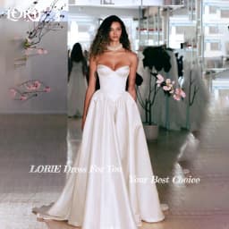 LORIE Vintage Wedding Dresses Sweetheart Strapless Shiny Satin A-Line Ivory Bridal Gown Pleats Princess Bride Dress Customized