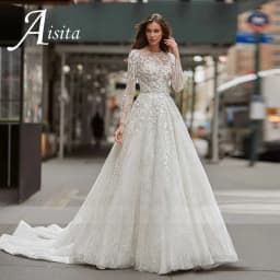 Simple Wedding Dress A-Line Applique O-Neck Long Sleeves 2025 Bridal Gown Lace Vintage Style Robe De Marié For Women Customized