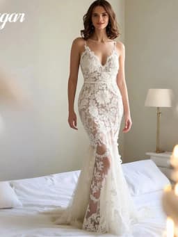 Sexy V-neck Beaded Lace Applique Mermaid Wedding Dresses Detachable Long Sleeves Backless Sweep Train Custom Made For Women