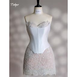 Tokyo Customized White Strapless Wedding Dresses Sleeveless Elegant Mini Bridal Gowns 2025 Back Lace-Up Mermaid Wedding Gowns
