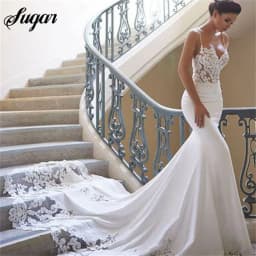 Mermaid Sexy Wedding Dress Spaghetti Strap Vestidos de novia Vintage Customized Sweetheart Bridal Gown Backless Wedding Gowns