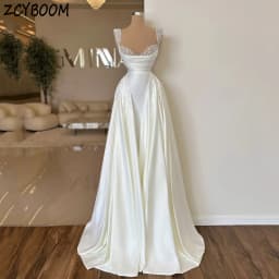 Customized V-Neck Spaghetti Strap Pearls Sleeveless Wedding Dress 2026 Mermaid Floor Length Sweep Train Custom Made Bridal Gown