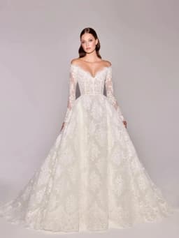 Customized Elegant Wedding Dresses V-Neck With Full Floral Appliques Long Sleeve Bride Wedding Dress Vestidos De Novia