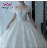 Customized Special Sleeves Pearls Beaded Wedding Dress Ball Gown Lace Appliques Pretty Civil Wedding Gown For Brides WX0333