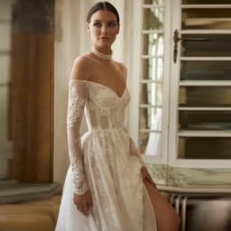 Customized Attractive Lace A Line Bride Wedding Dresses Off The Shoulder Long Sleeves Women Bridal Gowns Vestidos De Novia