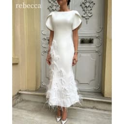 Rebecca Customized Luxurious Wedding Dress Engagement Dress Floor Lenght Feather Embellishment Vestido De Novia Boda