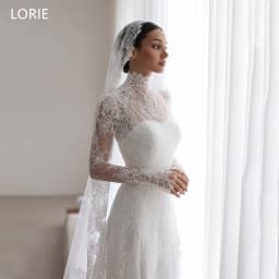 LORIE Lace Appliques Wedding Dresses A-Line High Neck Girdling Hazy Feeling Bridal Gown Floor-Length Bride Gowns 2026 Customized