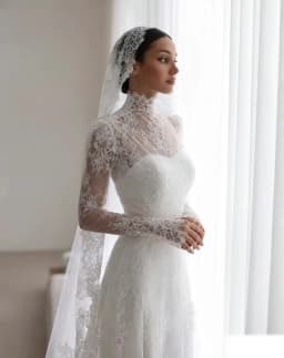 LORIE Lace Appliques Wedding Dresses A-Line High Neck Girdling Hazy Feeling Bridal Gown Floor-Length Bride Gowns 2026 Customized