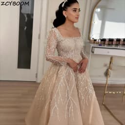 Customized Luxury Princess Crystal Beaded Boat Neck Long Sleeves Ball Gown Wedding Dresses 2026 Backless Court Train Bridal Gown