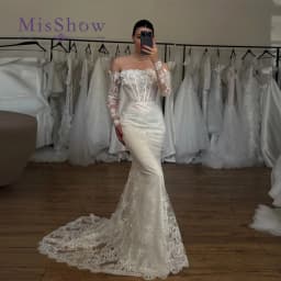 BM Bridal Modern Mermaid Wedding Dress for Women Lace Appliqués Off the Shoulder Bride Gowns Vestidos Para Mujer Customized