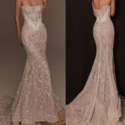 Gorgeous Mermaid Gown Wedding Dress Strapless Crystal Full Appliques Bridal Gowns Floor-Length Vestido De Noiva Customized