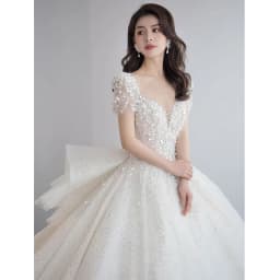 Luxury Short Sleeve Wedding Dress 2026 New Bridal Dress V Neck Beading Shinning Ball Gown Sweep Train Vestido Noiva Customized