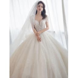 Luxury Short Sleeve Wedding Dress 2026 New Bridal Dress V Neck Beading Shinning Ball Gown Sweep Train Vestido Noiva Customized