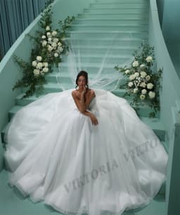 VIKTORIA Glitter Princess Wedding Dresses For Woman Bridal Spaghetti Straps Backless Appliques Vestidos De Novia Custom Made
