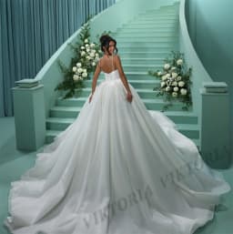 VIKTORIA Glitter Princess Wedding Dresses For Woman Bridal Spaghetti Straps Backless Appliques Vestidos De Novia Custom Made