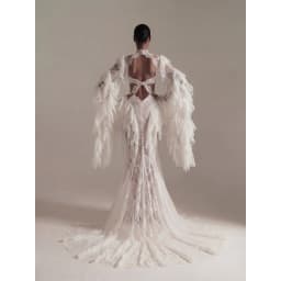 Rebecca Customized High Neck Illusion Neckline Prom Dress Long Sleeve Tulle Ruffle Sleeves vestidos de noche Formal Evening 2026