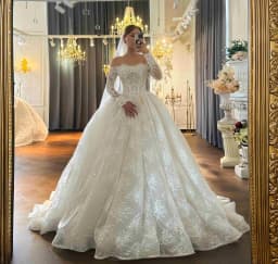 Customized Elegant Strapless Long Sleeve Lace Ball Gown Wedding Dress Robe De Mariee Vestido De Novia