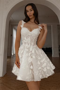 Kyoto Customized Ivory Lace Appliques Sweetheart Neck Wedding Dress Detachable Sleeves Glitter vestidos de novia Lace-Up Formal