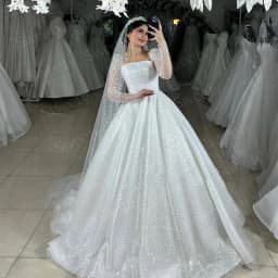 Fully Beaded Wedding Dress Organza With Embroidery Ball Gown A-Line Square Collar Full Sleeve Bride Customized Vestido De Novia