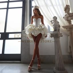 Eightree Simple Mini Wedding Dresses White Sweetheart Sleeveless Flower Wedding Gowns Boho Beach Bridal Prom Dress Customized