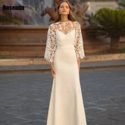 Customized High Quality New Mermaid Wedding Dress O-Neck Lace Applique Tulle Open Back Bride Dresses Floor Length robe de mariée