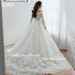 LORIE Vintage Lace Wedding Dress Off Shoulder Long Sleeve A-line Bridal Gown Sweetheart Princess Ball Bride Dress Customized