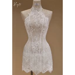 Kyoto White Floral Lace Customized Wedding Dress Sleeveless Halter Necklink vestidos de noche A-Line Mini After Party Gown 2026