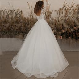 Exquisite Ivory Wedding Dresses Long Sleeve Appliques Lace 3D Flowers Modern Tulle Boho Bride Gown 2023 vestidos de novia Beach