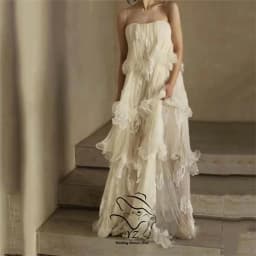YZ Luxury Korean Wedding Dresses Wavy Romantic Spaghetti Straps Bridal Reception Dress Customized Party Gown Photo Shoot 